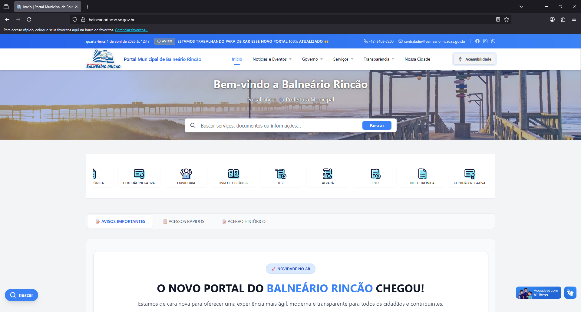 Portal da Prefeitura de Balneário Rincão